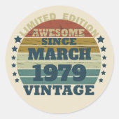 パーソナライズされたヴィンテージ誕生日プレゼント ラウンドシール (正面)