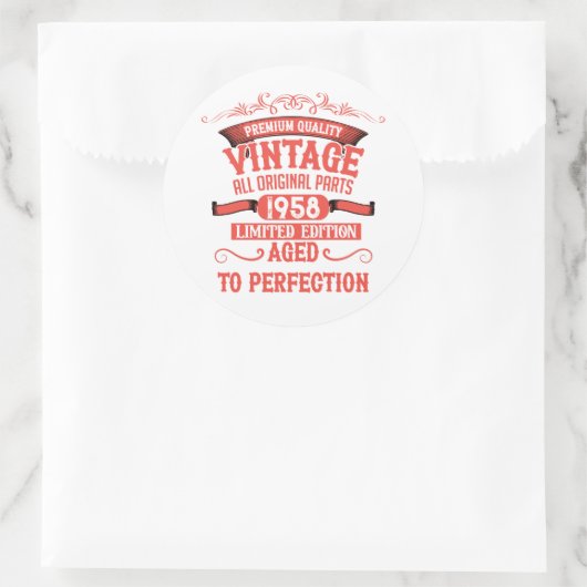 パーソナライズされたヴィンテージ誕生日プレゼント ラウンドシール (バッグ)