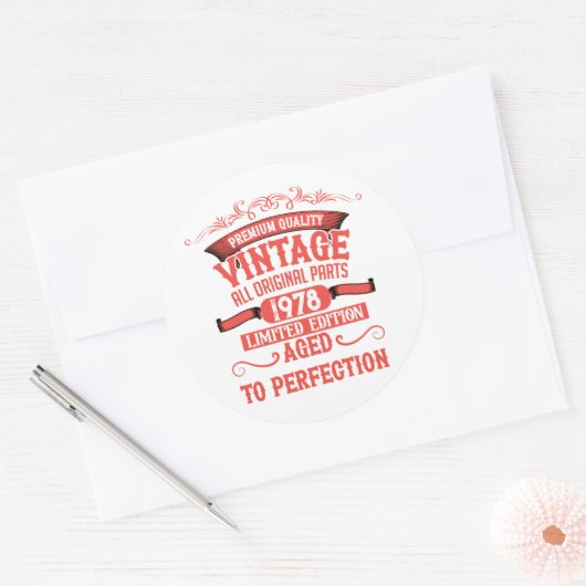 パーソナライズされたヴィンテージ誕生日プレゼント ラウンドシール (封筒)