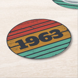 パーソナライズされたヴィンテージ誕生日プレゼント ラウンドペーパーコースター