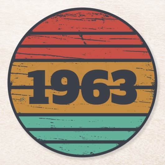 パーソナライズされたヴィンテージ誕生日プレゼント ラウンドペーパーコースター (正面)