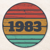 パーソナライズされたヴィンテージ誕生日プレゼント ラウンドペーパーコースター (正面)