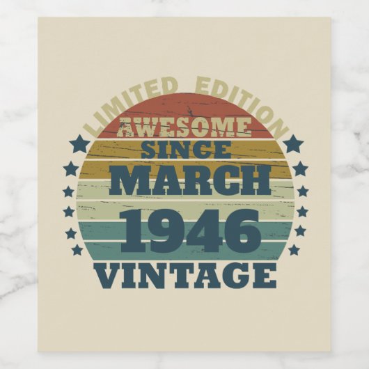 パーソナライズされたヴィンテージ誕生日プレゼント ワインラベル (シングルラベル)