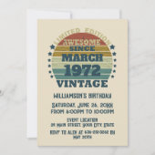パーソナライズされたヴィンテージ誕生日プレゼント 招待状 (正面)