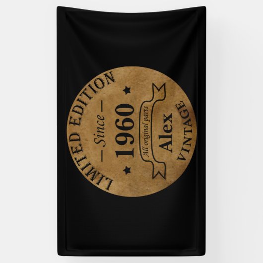 パーソナライズされたヴィンテージ誕生日プレゼント 横断幕 (縦)