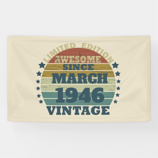 パーソナライズされたヴィンテージ誕生日プレゼント 横断幕 (横)