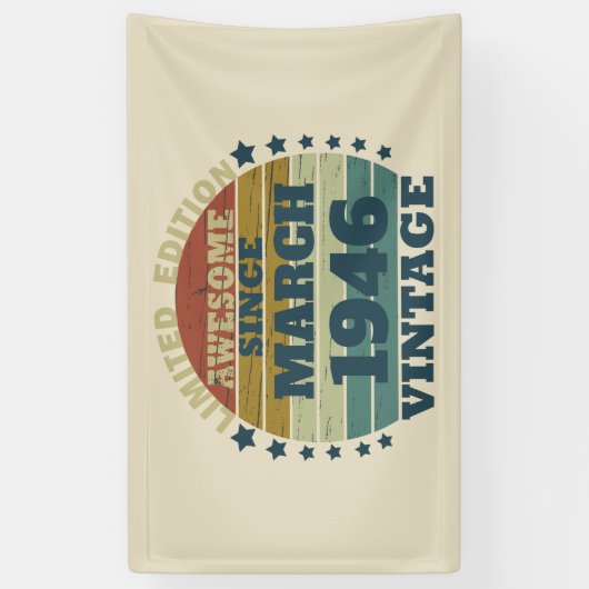 パーソナライズされたヴィンテージ誕生日プレゼント 横断幕 (縦)