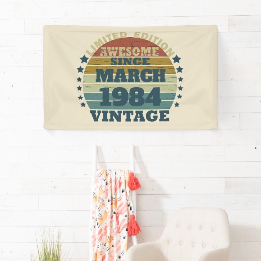 パーソナライズされたヴィンテージ誕生日プレゼント 横断幕 (インサイチュ)