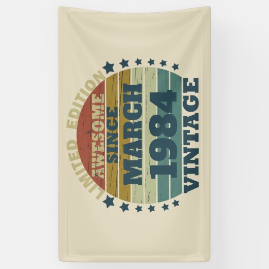 パーソナライズされたヴィンテージ誕生日プレゼント 横断幕 (縦)