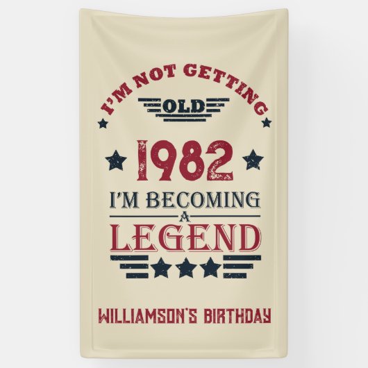 パーソナライズされたヴィンテージ誕生日プレゼント 横断幕 (縦)