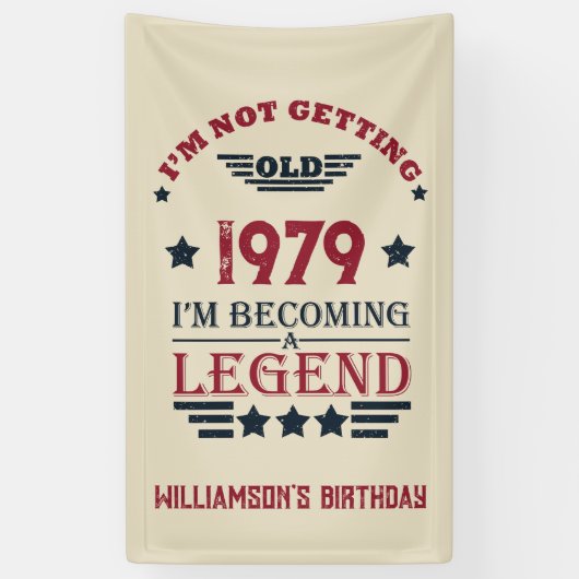 パーソナライズされたヴィンテージ誕生日プレゼント 横断幕 (縦)