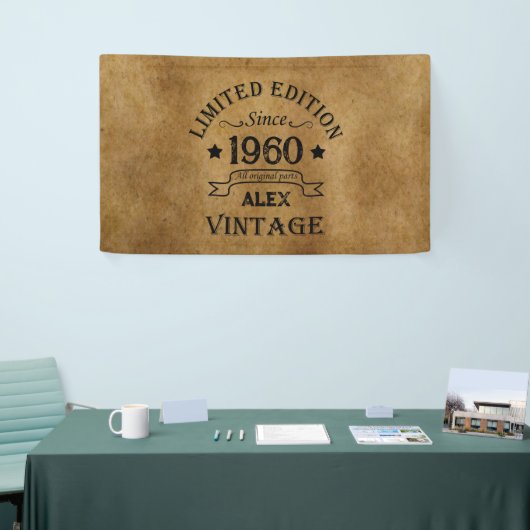 パーソナライズされたヴィンテージ誕生日プレゼント 横断幕 (トレードショー)