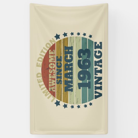 パーソナライズされたヴィンテージ誕生日プレゼント 横断幕 (縦)