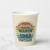 パーソナライズされたヴィンテージ誕生日プレゼント 紙コップ (裏面)