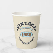 パーソナライズされたヴィンテージ誕生日プレゼント 紙コップ (裏面)