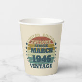 パーソナライズされたヴィンテージ誕生日プレゼント 紙コップ (裏面)