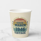 パーソナライズされたヴィンテージ誕生日プレゼント 紙コップ (正面)