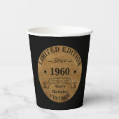 パーソナライズされたヴィンテージ誕生日プレゼント 紙コップ (裏面)