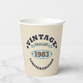 パーソナライズされたヴィンテージ誕生日プレゼント 紙コップ (裏面)