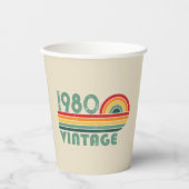 パーソナライズされたヴィンテージ誕生日プレゼント 紙コップ (正面)