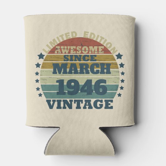 パーソナライズされたヴィンテージ誕生日プレゼント 缶クーラー (裏面)