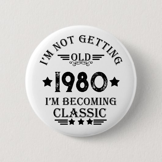 パーソナライズされたヴィンテージ誕生日プレゼント 缶バッジ (正面)