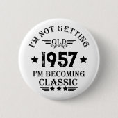 パーソナライズされたヴィンテージ誕生日プレゼント 缶バッジ (正面)