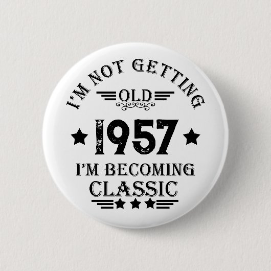 パーソナライズされたヴィンテージ誕生日プレゼント 缶バッジ (正面)