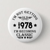 パーソナライズされたヴィンテージ誕生日プレゼント 缶バッジ (正面)