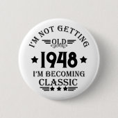 パーソナライズされたヴィンテージ誕生日プレゼント 缶バッジ (正面)