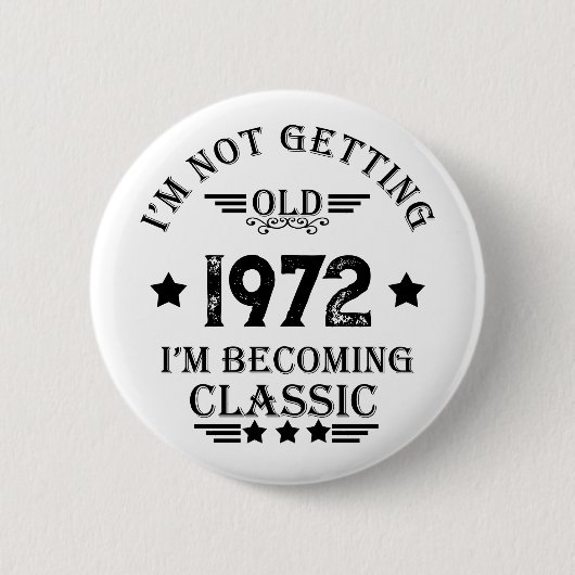 パーソナライズされたヴィンテージ誕生日プレゼント 缶バッジ (正面)