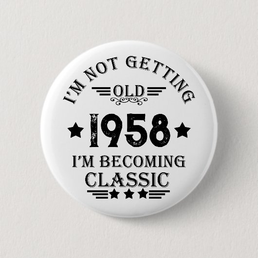 パーソナライズされたヴィンテージ誕生日プレゼント 缶バッジ (正面)