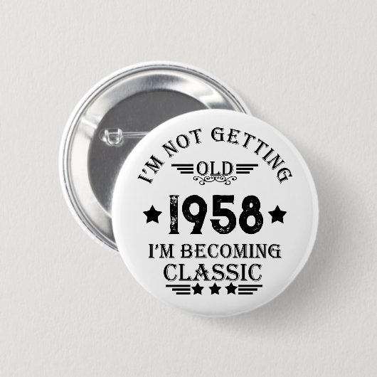 パーソナライズされたヴィンテージ誕生日プレゼント 缶バッジ (正面&裏面)