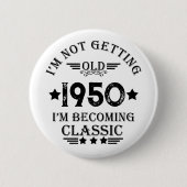 パーソナライズされたヴィンテージ誕生日プレゼント 缶バッジ (正面)