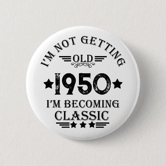 パーソナライズされたヴィンテージ誕生日プレゼント 缶バッジ (正面)