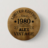 パーソナライズされたヴィンテージ誕生日プレゼント 缶バッジ (正面)