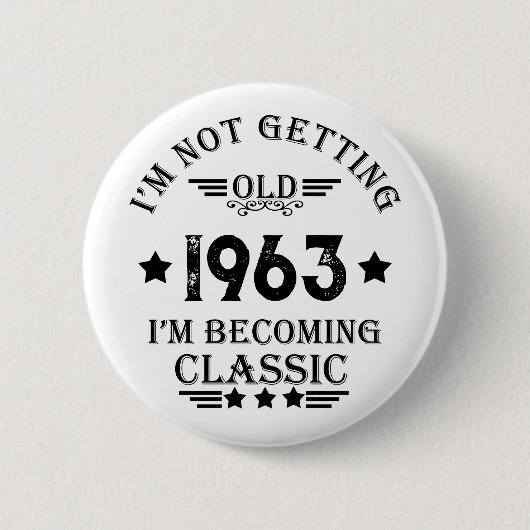 パーソナライズされたヴィンテージ誕生日プレゼント 缶バッジ (正面)