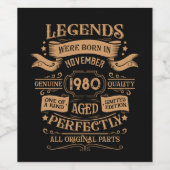 パーソナライズされたヴィンテージ誕生日ワイスキーをテーマにした ワインラベル (シングルラベル)