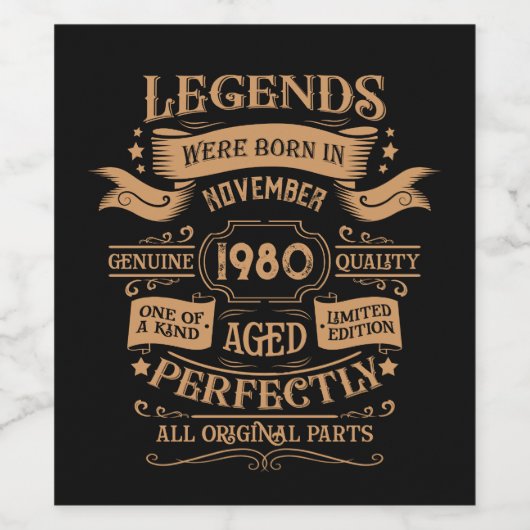 パーソナライズされたヴィンテージ誕生日ワイスキーをテーマにした ワインラベル (シングルラベル)