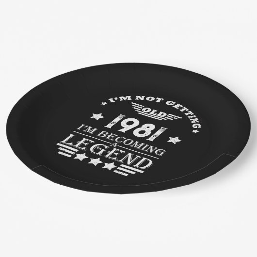 パーソナライズされたヴィンテージ誕生日白黒 ペーパープレート (アングル)