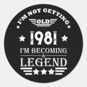 パーソナライズされたヴィンテージ誕生日白黒 ラウンドシール (正面)