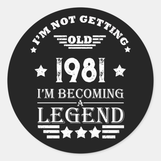 パーソナライズされたヴィンテージ誕生日白黒 ラウンドシール (正面)