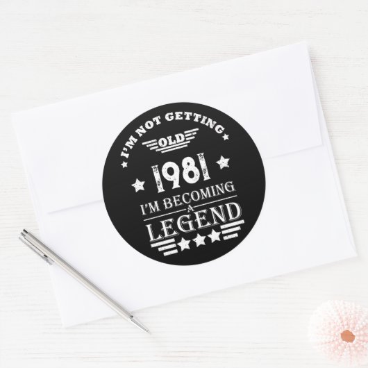 パーソナライズされたヴィンテージ誕生日白黒 ラウンドシール (封筒)