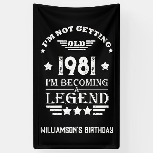 パーソナライズされたヴィンテージ誕生日白黒 横断幕 (縦)