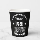 パーソナライズされたヴィンテージ誕生日白黒 紙コップ (正面)