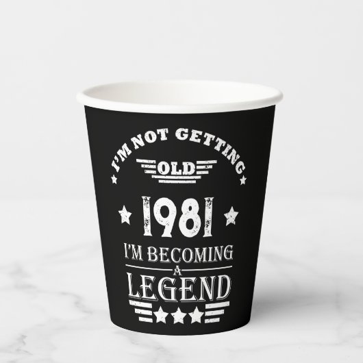 パーソナライズされたヴィンテージ誕生日白黒 紙コップ (正面)