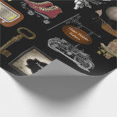 パーソナライズされたヴィンテージ誕生日 ラッピングペーパー (角)