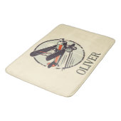 パーソナライズされたヴィンテージ赤と緑の二面飛行機 バスマット (アングル)