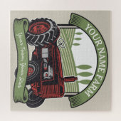 パーソナライズされたヴィンテージ農業トラクターカントリー農家 ジグソーパズル (横)