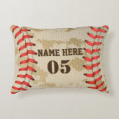 パーソナライズされたヴィンテージ野球名番号レトロ アクセントクッション (正面)
